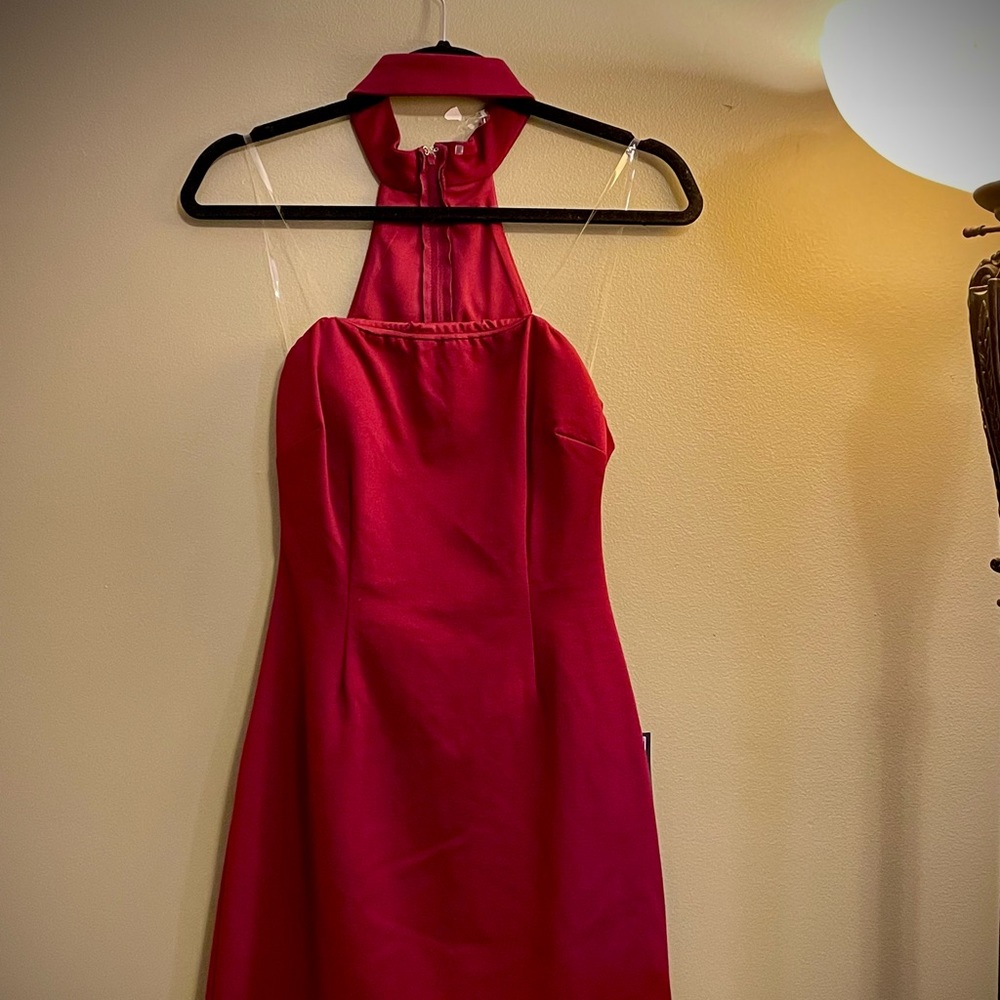 Wine Colored Strapless Dress with Collar (Size 7) NWT